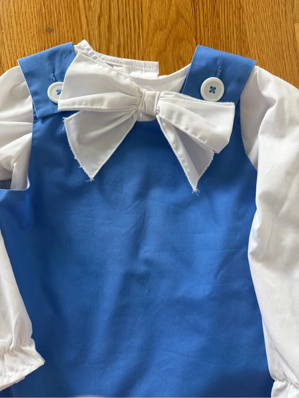 The Beaufort Bonnet Company Blue and White Girls Dress Set with Bow